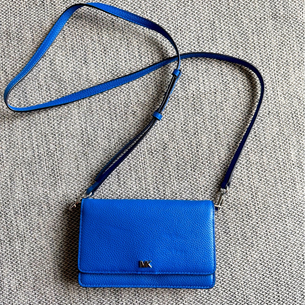 Blue Michael Kors Leather Crossbody